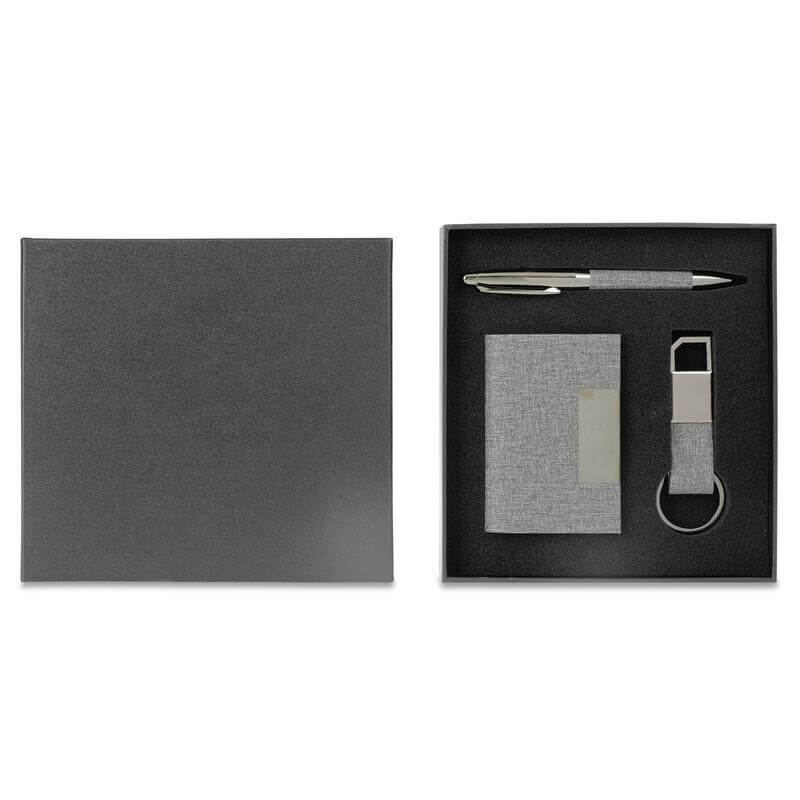 SILVAN - Giftology Gift Set (Card Holder, Key Chain and Pen) - Grey