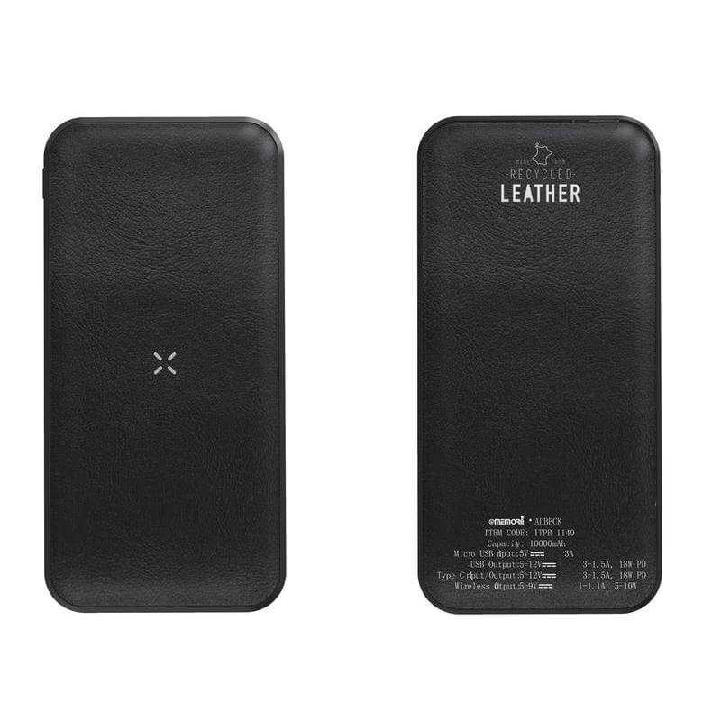 ALBECK - Recycled Leather 10000mAh PD Powerbank - Black