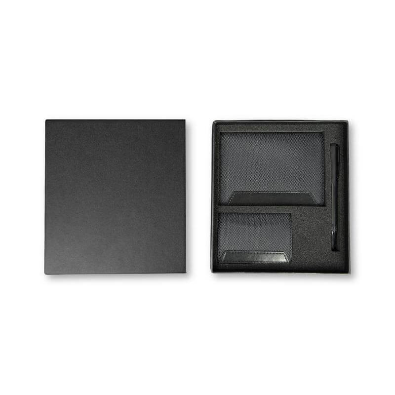 IRTA - Executive Set of Passport Cover, Name Card Holder and Metal Pen - Black