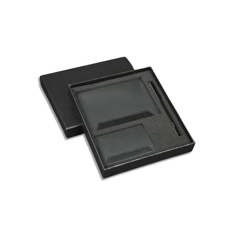 IRTA - Executive Set of Passport Cover, Name Card Holder and Metal Pen - Black