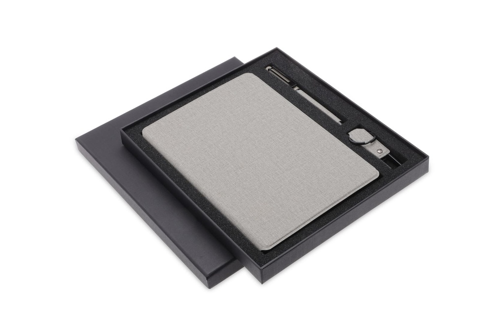 LENZEN - CHANGE ZERO Sustainable Gift Set with Refillable Notebook, Pen & USB Keychain - Grey