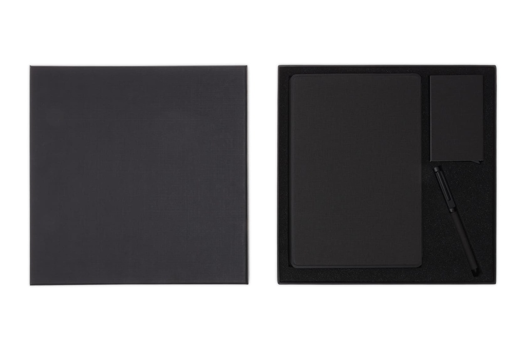 TESSIN - CHANGE ZERO Sustainable Gift Set with Refillable Notebook, Pen & Cardholder - Black