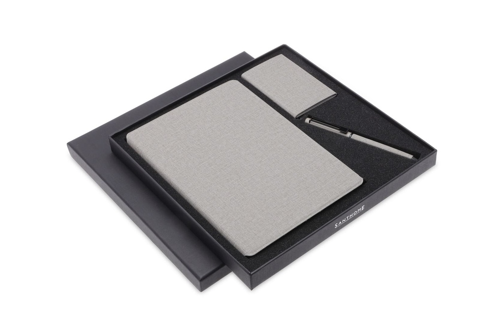 TESSIN - CHANGE ZERO Sustainable Gift Set with Refillable Notebook, Pen & Cardholder - Grey