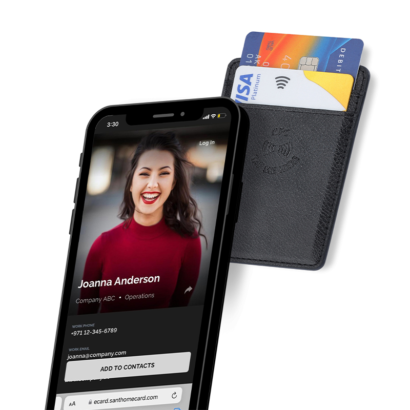 ROMA - Santhome® 2-in-1 Mag Cardholder and Inbuilt NFC Digital Business Card - Black