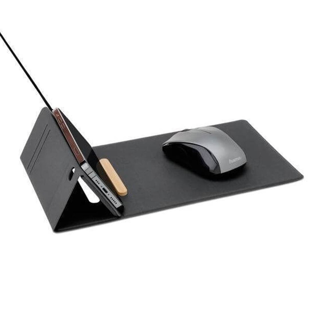 BLACE - CHANGE ZERO Recycled PU 15W Wireless Mousepad & Desk Organizer - Black