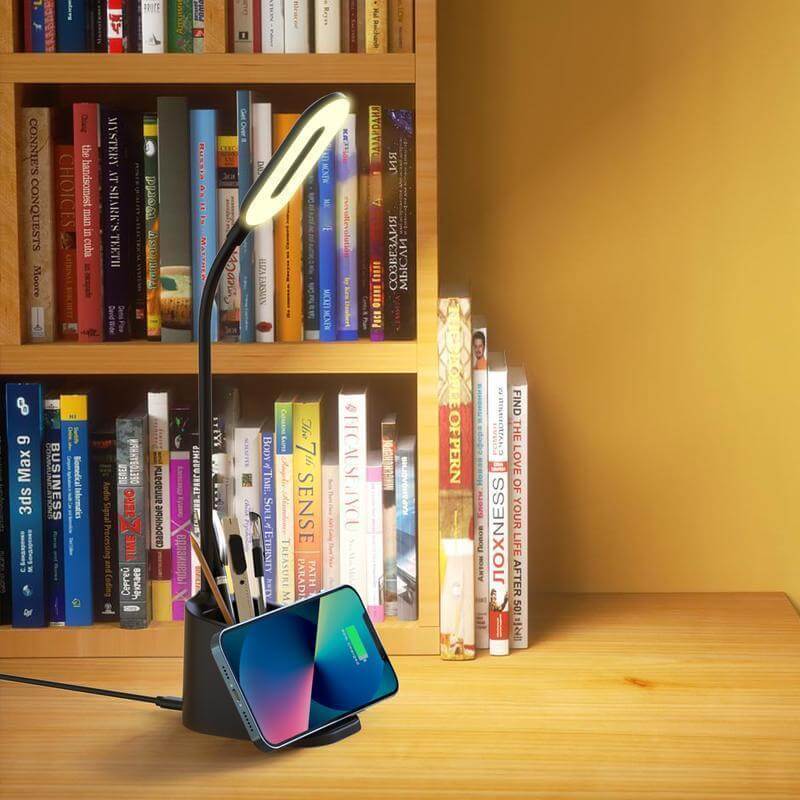 ALMERE - Giftology 3-in-1 Desk Lamp with 15W Wireless Charger & Pen Holder - Black	