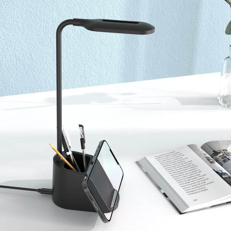 ALMERE - Giftology 3-in-1 Desk Lamp with 15W Wireless Charger & Pen Holder - Black	