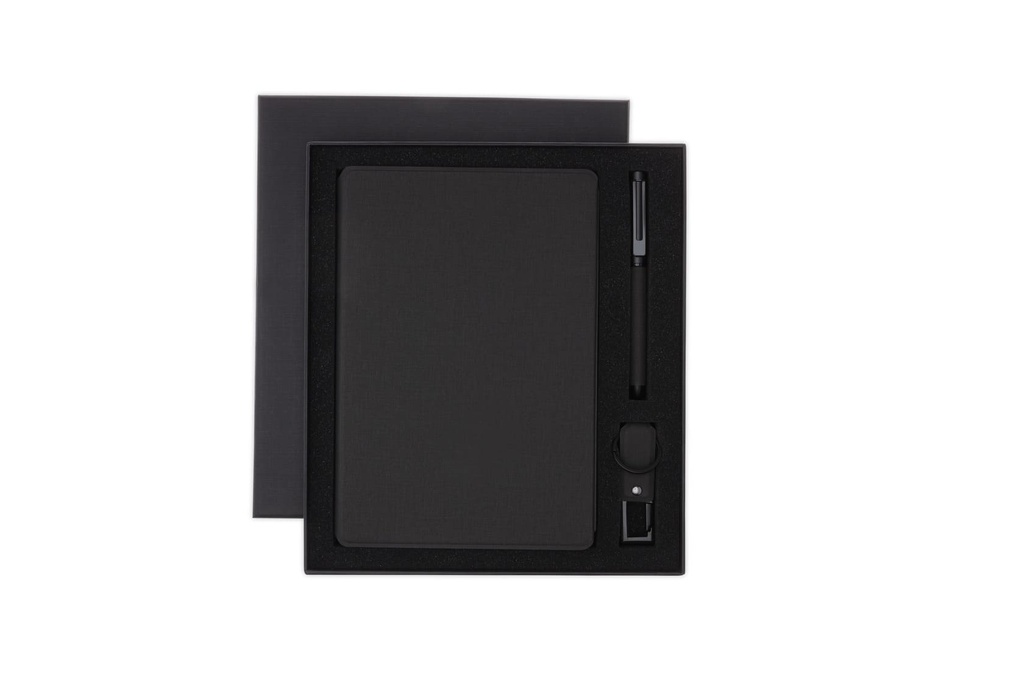 LENZEN - CHANGE ZERO Sustainable Gift Set with Refillable Notebook, Pen & USB Keychain - Black