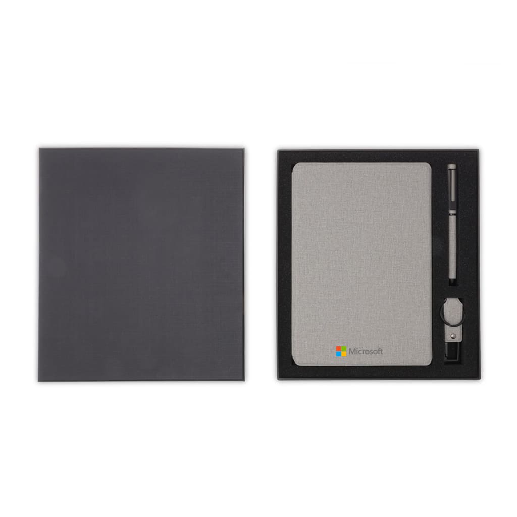 LENZEN - CHANGE ZERO Sustainable Gift Set with Refillable Notebook, Pen & USB Keychain - Grey