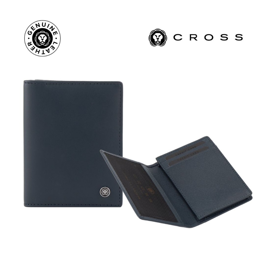 CROSS Soft Grain Leather Business Card Case - Navy Blue