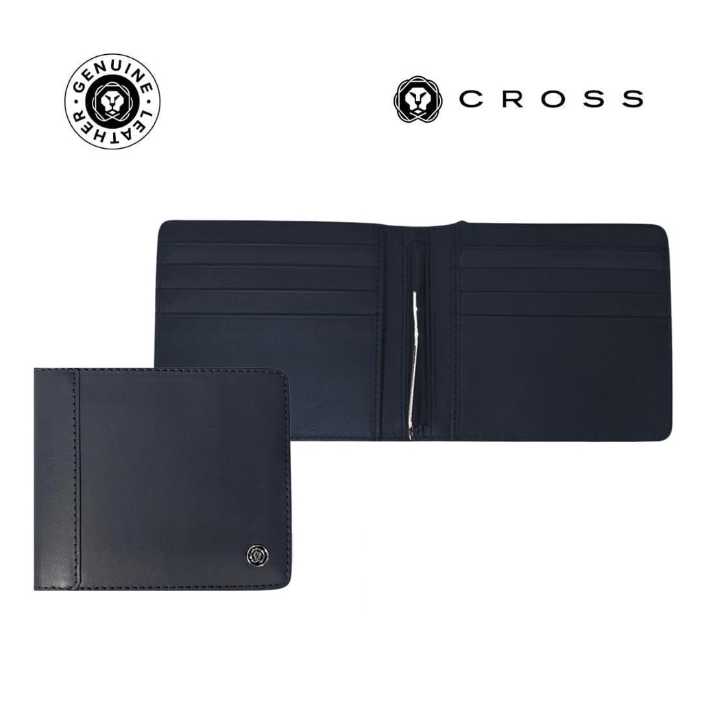 CROSS Leather Clip Wallet - Navy