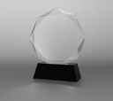 A uniquely shaped Nonaglow crystal piece resting on a soft-edged black base, Obsidian Crest blends balance with boldness. Its refined geometry and smooth contours evoke modern architectural elegance, while the deep onyx base adds a commanding presence. A perfect choice for recognition or refined display.
