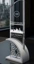 Aurarise has a polished silver curved base with a clear arched upright panel, giving it a clean and classy finish. feels special like to be proud to receive for real effort and recognition.