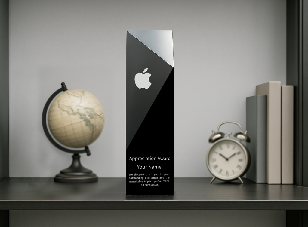 Shadowspire is angular shaped trophy, made in deep black crystal with bold and modern statement. With its clean lines and sharp angles makes it a standout piece for any award.