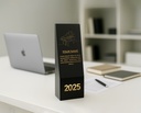 The Coalglo trophy features a tall black crystal with a divided surface,  Its rectangular form and angled top give it a modern look, perfect for the recognition.