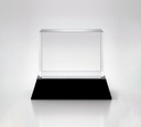 The EngraRect trophy features a clear rectangular crystal block on a glossy black base, offering a professional look. Ideal for versatile engraving options to suit any achievement.