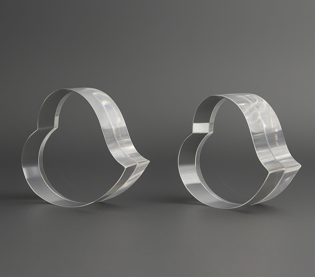 Heartora crystal featuring a continuous heart loop design. Made from high-clarity k9 crystal with modern contours and beveled accents perfect for elegant recognition or heartfelt gifting.