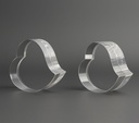 Heartora crystal featuring a continuous heart loop design. Made from high-clarity k9 crystal with modern contours and beveled accents perfect for elegant recognition or heartfelt gifting.