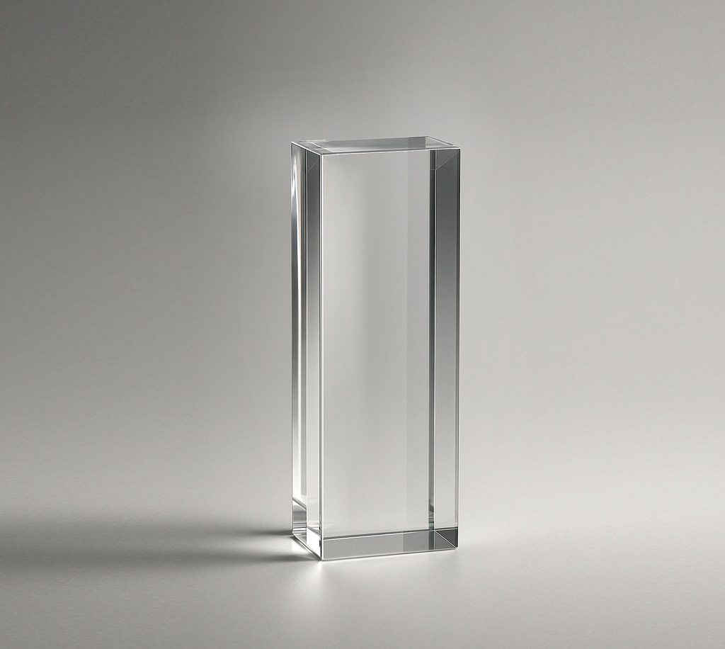 The Quadiscent-Biga crystal is made from high-quality, lead-free K9 crystal admired for its unmatched clarity and brilliance. It offers versatile customization options and comes in multiple sizes, making it an elegant choice for awards or decorative uses.