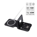 TURIN - @memorii Foldable 2-in-1 Wireless Charger and Multicable Set - Black