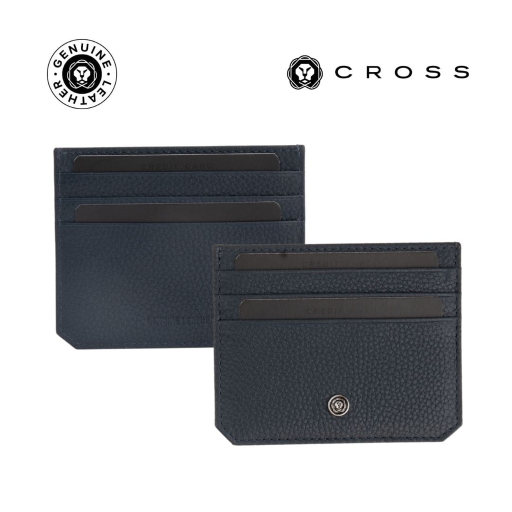 CROSS Pebble Leather 6CC Cardholder - Navy Blue