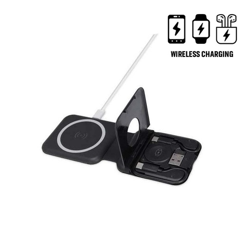 [ITWC 1242] [ITWC 1242] TURIN - @memorii Foldable 2-in-1 Wireless Charger and Multicable Set - Black