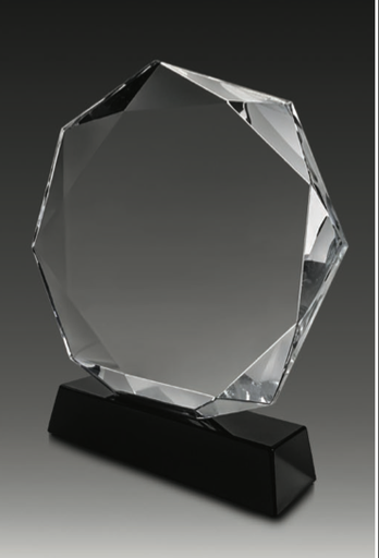 [SH1022] A uniquely shaped Nonaglow crystal piece resting on a soft-edged black base, Obsidian Crest blends balance with boldness. Its refined geometry and smooth contours evoke modern architectural elegance, while the deep onyx base adds a commanding presence. A perfect choice for recognition or refined display.