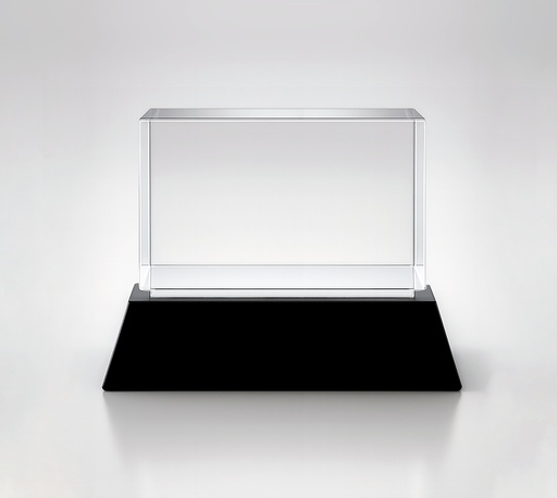 [SH1031] The EngraRect trophy features a clear rectangular crystal block on a glossy black base, offering a professional look. Ideal for versatile engraving options to suit any achievement.