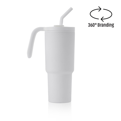 [DWHL 3236] FORZA 360 - Hans Larsen Recycled Stainless Steel/PP Tumbler with 360 Branding - White