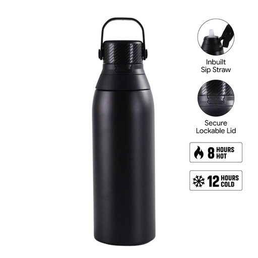 [DWHL 3268] EVORA - Hans Larsen Double Wall Stainless Steel Vacuum Bottle - 750ml - Black