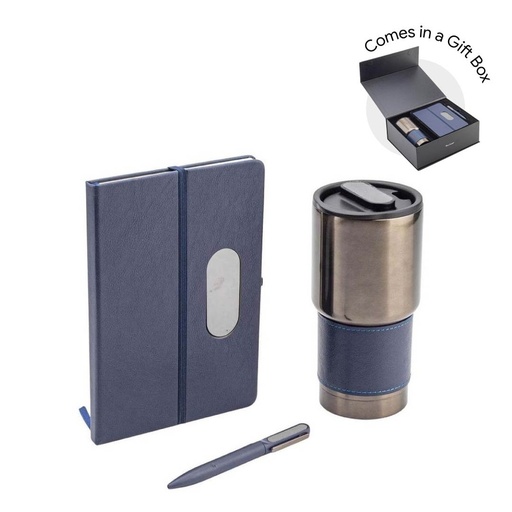[GSHL 9596] GIESSEN - Hans Larsen Gift Set of Tumbler, Notebook and Pen - Blue