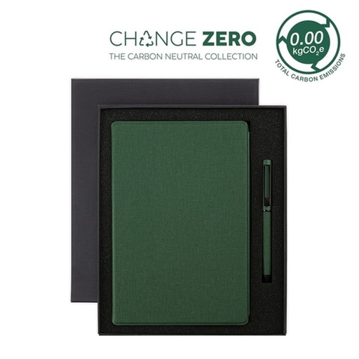 [GSSN 9558] VARDIM - CHANGE ZERO Sustainable Gift Set with Refillable Notebook & Pen - Green