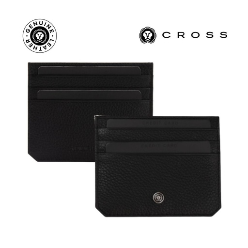 [LACR 2043] CROSS Pebble Leather 6CC Cardholder - Black