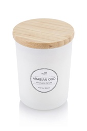 NOUM - Arabic Oudh Scented Glass Candle with Bamboo Lid - White