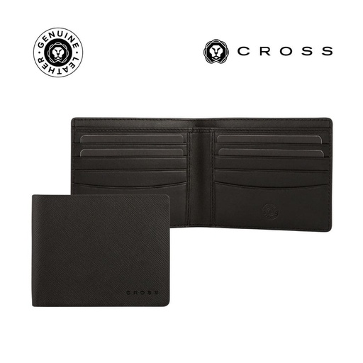 [LACR 2000] CROSS Saffiano Leather 8CC Slim Bifold Wallet - Black