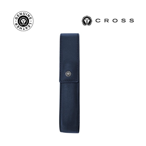 [LACR 2048] CROSS Leather Single Pen Case with Flap - Navy Blue