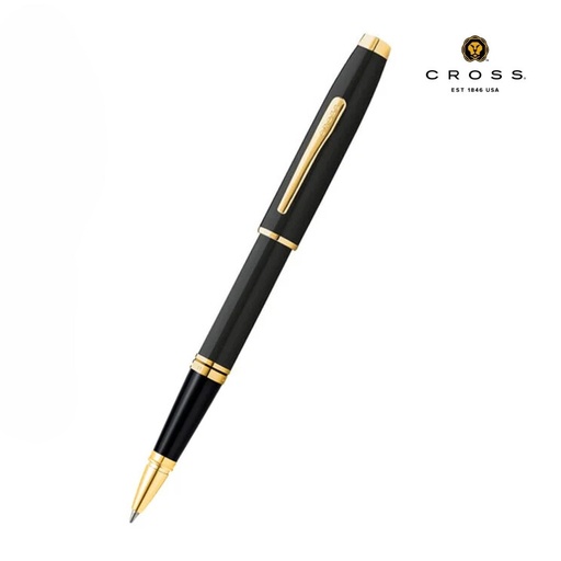 [WICR 5375] Coventry Classic Black Lacquer with Gold Tone Appointments Rollerball Pen (Blue Ink)