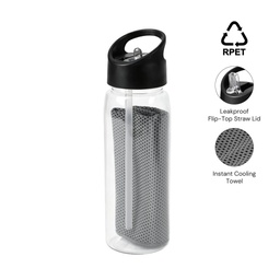 DEVON - Giftology RPET Cooling Towel in RPET Bottle 800 ml - Black