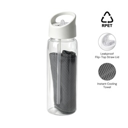 DEVON - Giftology RPET Cooling Towel in RPET Bottle 800 ml - White