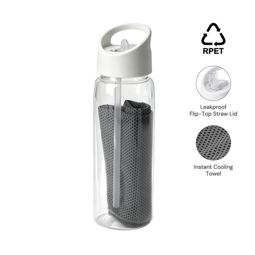 [DWGL 3297] DEVON - Giftology RPET Cooling Towel in RPET Bottle 800 ml - White