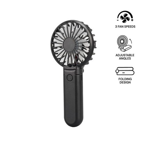 [WNFN 9230] ROTO - Rechargeable Handheld Fan with Foldable Desk Stand - Black