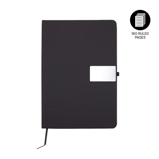 [NBGL 5397] RIPPLE - Giftology A5 Hard Cover Notebook with Metal Plate - Black